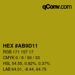 颜色代码: HEX #AB9D11 | qconv.com