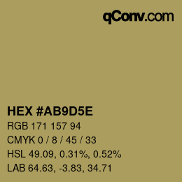 颜色代码: HEX #AB9D5E | qconv.com