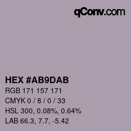 カラーコード: HEX #AB9DAB | qconv.com