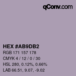 カラーコード: HEX #AB9DB2 | qconv.com