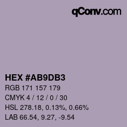 颜色代码: HEX #AB9DB3 | qconv.com