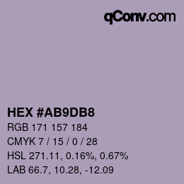 カラーコード: HEX #AB9DB8 | qconv.com