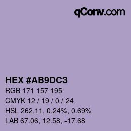 颜色代码: HEX #AB9DC3 | qconv.com
