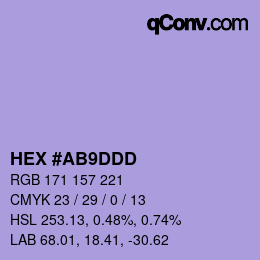 Código de color: HEX #AB9DDD | qconv.com