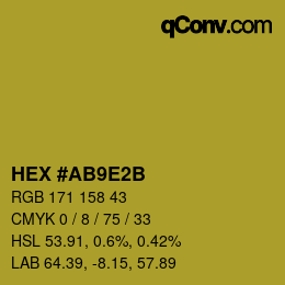 Farbcode: HEX #AB9E2B | qconv.com
