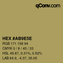Farbcode: HEX #AB9E5E | qconv.com