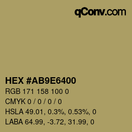Farbcode: HEX #AB9E6400 | qconv.com