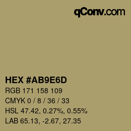 颜色代码: HEX #AB9E6D | qconv.com
