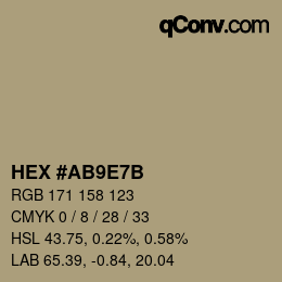 カラーコード: HEX #AB9E7B | qconv.com