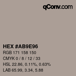 カラーコード: HEX #AB9E96 | qconv.com