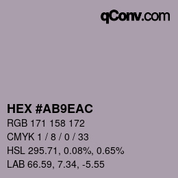 颜色代码: HEX #AB9EAC | qconv.com