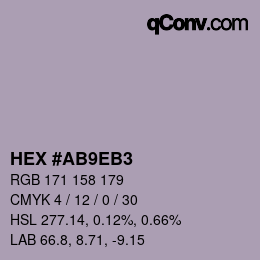Farbcode: HEX #AB9EB3 | qconv.com