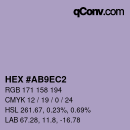 颜色代码: HEX #AB9EC2 | qconv.com
