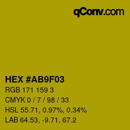 Color code: HEX #AB9F03 | qconv.com