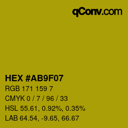 Color code: HEX #AB9F07 | qconv.com