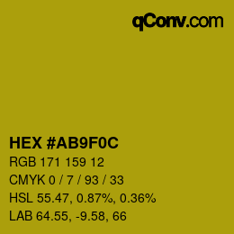 Color code: HEX #AB9F0C | qconv.com