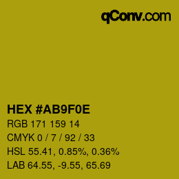 カラーコード: HEX #AB9F0E | qconv.com