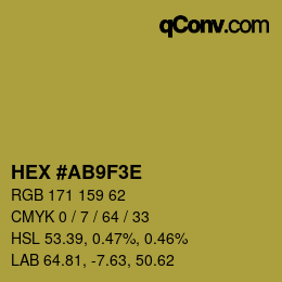 カラーコード: HEX #AB9F3E | qconv.com