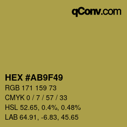 Color code: HEX #AB9F49 | qconv.com
