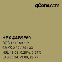 颜色代码: HEX #AB9F69 | qconv.com