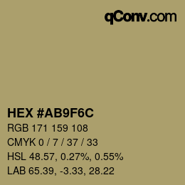 Color code: HEX #AB9F6C | qconv.com