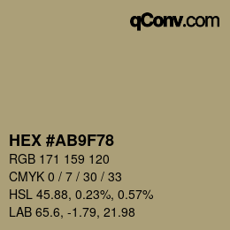 颜色代码: HEX #AB9F78 | qconv.com