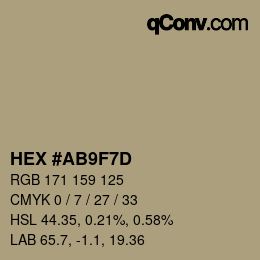 颜色代码: HEX #AB9F7D | qconv.com