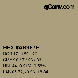 Código de color: HEX #AB9F7E | qconv.com