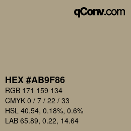 カラーコード: HEX #AB9F86 | qconv.com