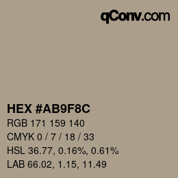 Farbcode: HEX #AB9F8C | qconv.com