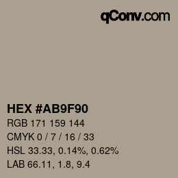 Color code: HEX #AB9F90 | qconv.com