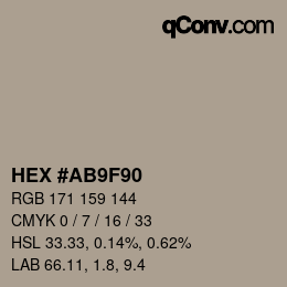 カラーコード: HEX #AB9F90 | qconv.com