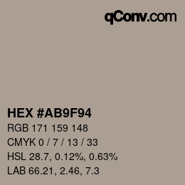 Color code: HEX #AB9F94 | qconv.com