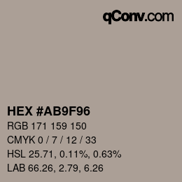 颜色代码: HEX #AB9F96 | qconv.com