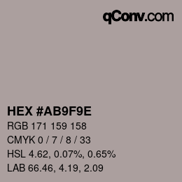 Color code: HEX #AB9F9E | qconv.com