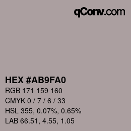 Color code: HEX #AB9FA0 | qconv.com