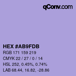 カラーコード: HEX #AB9FDB | qconv.com