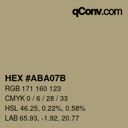 Color code: HEX #ABA07B | qconv.com