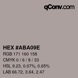カラーコード: HEX #ABA09E | qconv.com