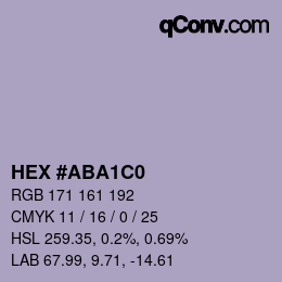 Color code: HEX #ABA1C0 | qconv.com