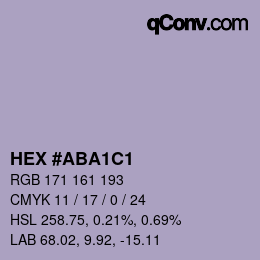 カラーコード: HEX #ABA1C1 | qconv.com