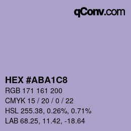 Color code: HEX #ABA1C8 | qconv.com