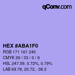 Color code: HEX #ABA1F0 | qconv.com