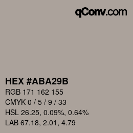 Color code: HEX #ABA29B | qconv.com