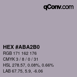 颜色代码: HEX #ABA2B0 | qconv.com