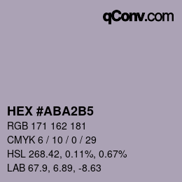 カラーコード: HEX #ABA2B5 | qconv.com