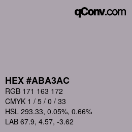 Color code: HEX #ABA3AC | qconv.com