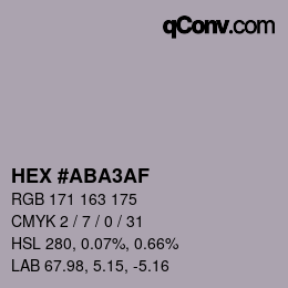 颜色代码: HEX #ABA3AF | qconv.com