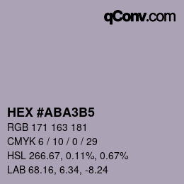 颜色代码: HEX #ABA3B5 | qconv.com
