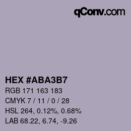 カラーコード: HEX #ABA3B7 | qconv.com